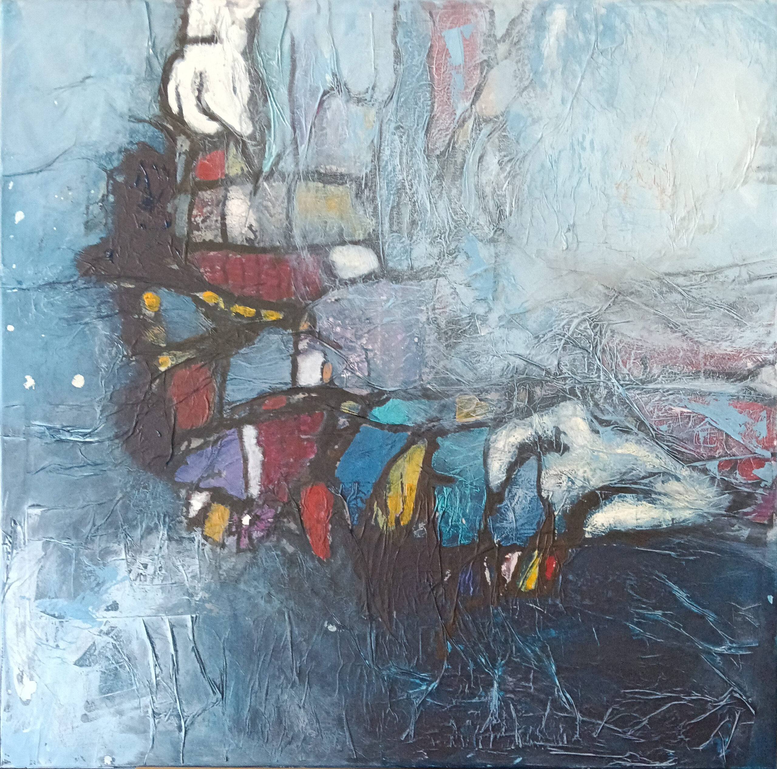 Lost in the sea, 2026, cm 10×100, mix on canvas