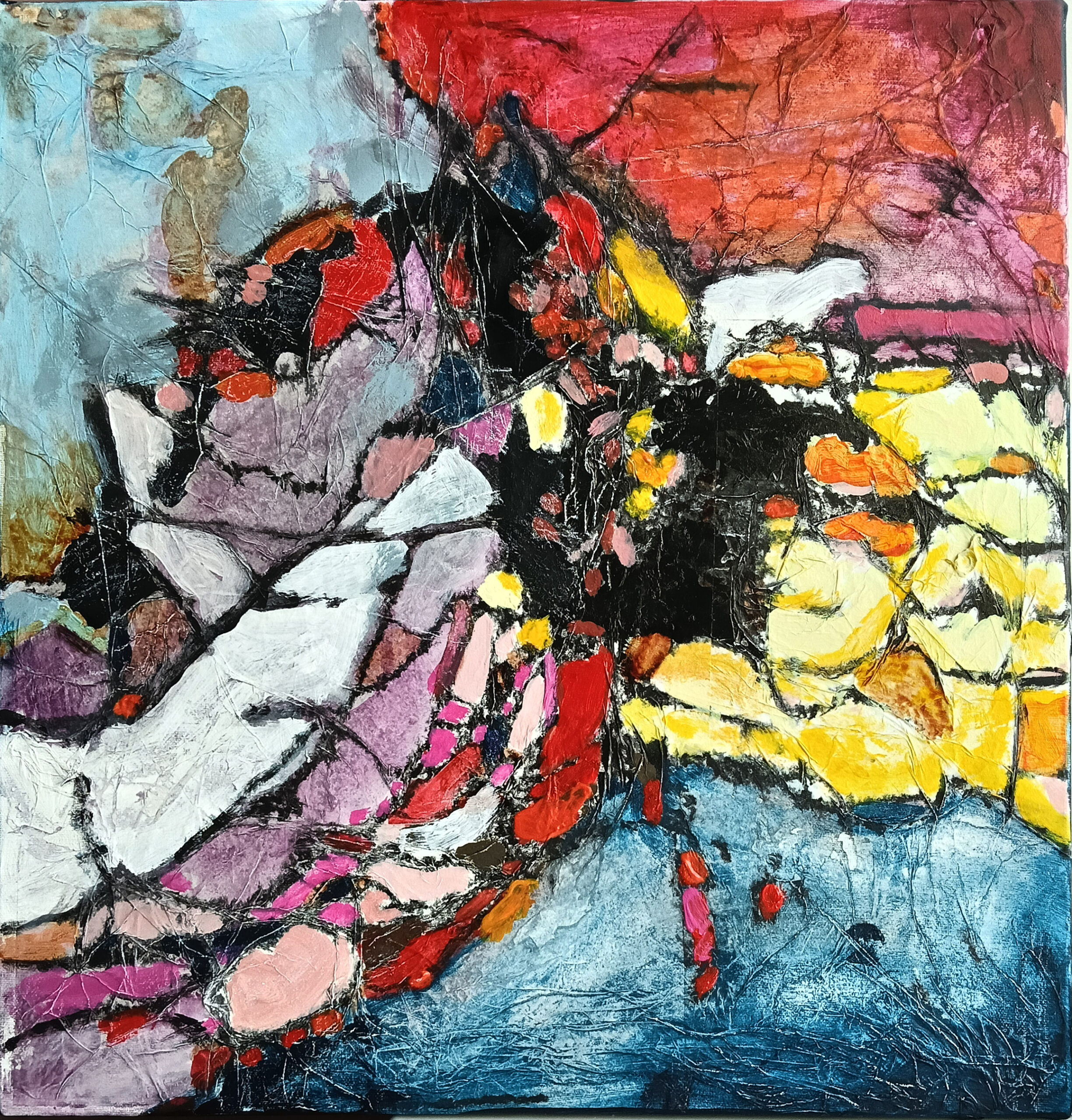 Notte al lago, 2026, cm 50×50, mix on canvas